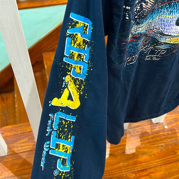 Women’s blue small Rip A Lip fish wear long sleeve cotton shirt. Worn 3 times. - Picture 3 of 3